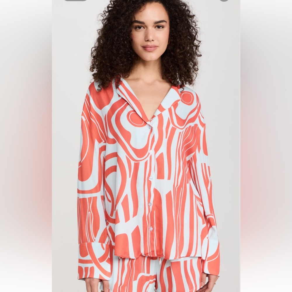 NWT Seven Wonders Sola oversized button down shirt Alba print Large